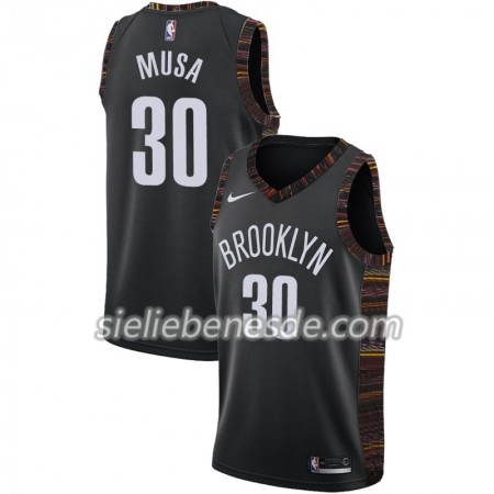 Herren NBA Brooklyn Nets Trikot Dzanan Musa 30 2018-19 Nike City Edition Schwarz Swingman